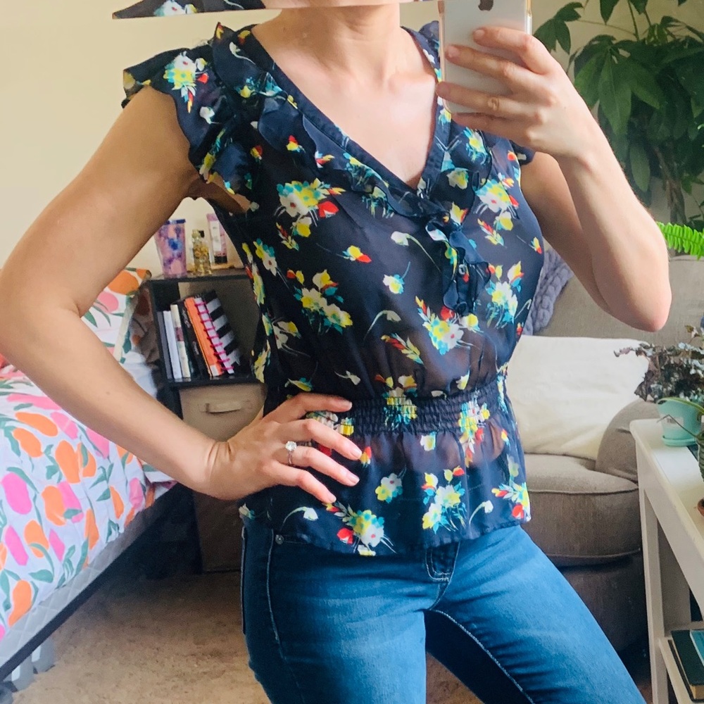 Flutter sleeve sheer summer top